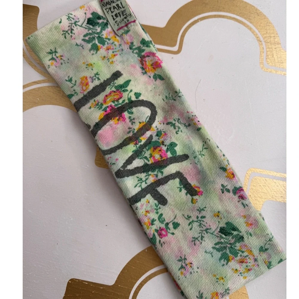 Magnolia Pearl Love Amor Floral Tie Dye Knee High Socks Green Pink Boho NEW